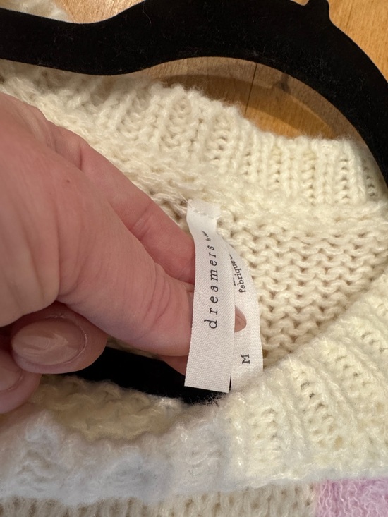 DREAMERS - Oversized balloon sleeve pastel flower knit sweater NWT - Picture 4 of 7